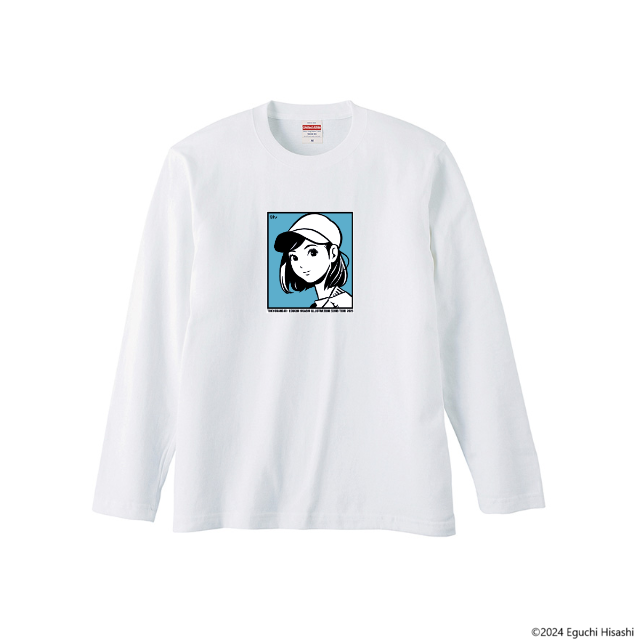 江口寿史イラストレーション展　東京彼女2023ロングTシャツ(ホワイト)「吉祥寺サンロードADフラッグ MA-1 REMAKE」