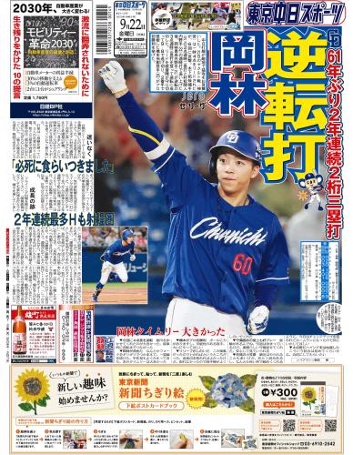 【2023年9月22日(金)】東京中日スポーツ バックナンバー